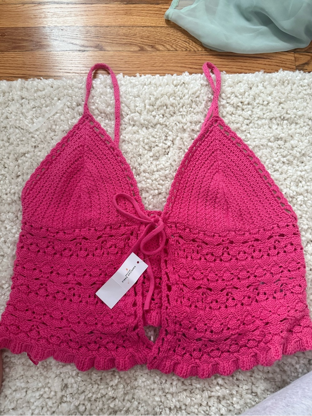 American Eagle Outfitters Hot Pink Crochet Bandeau Bralette